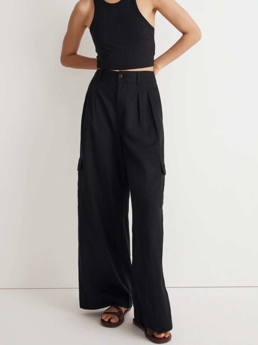 Madewell linen blend trousers – black
